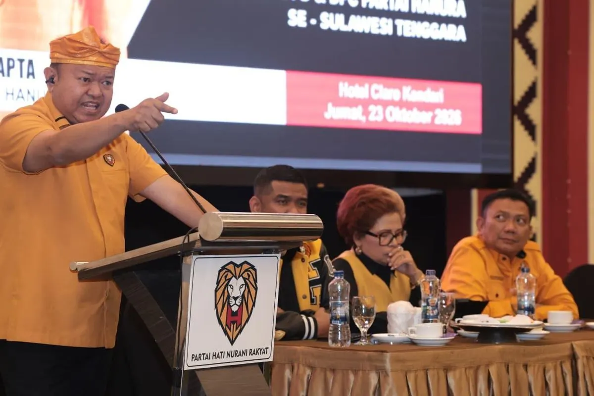 Ketua Tim Task Force DPP Partai Hanura, Patrice Rio Capella, dalam kegiatan konsolidasi bersama jajaran DPD, DPC, dan anggota DPRD se-Provinsi Sulawesi Tenggara, Jumat (23/10/2026).