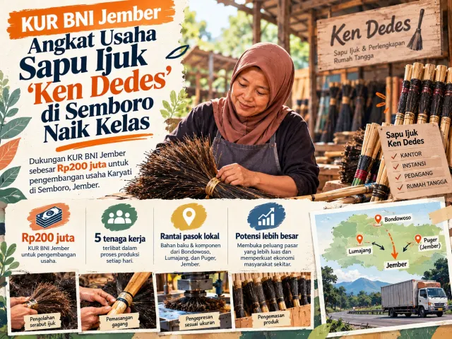 BNI Perkuat Pembiayaan UMKM di Jember, Usaha Sapu Ijuk Ken Dedes Terima KUR Rp200 Juta